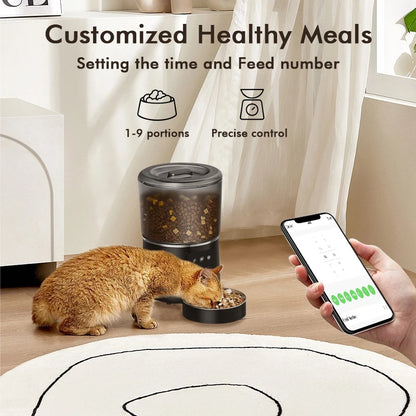 NPET 4L Smart Automatic Pet Feeder with Stainless Steel Bowl – Timed Feeding for Cats & Dogs (1–9 Portions)