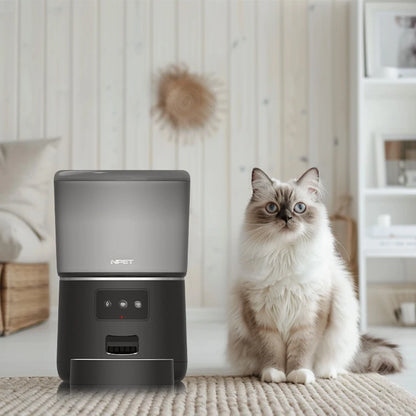 NPET 4L Smart Automatic Pet Feeder with Stainless Steel Bowl – Timed Feeding for Cats & Dogs (1–9 Portions)
