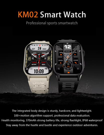 LIGE Men's Smart Watch – 3ATM Waterproof, Bluetooth Calling, Health Monitor, LED Flashlight, 370mAh Battery, 100+ Sport Modes