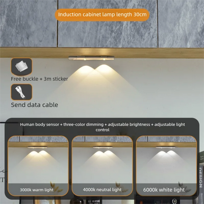 Wireless Ultra-Thin LED Cabinet Light – USB Rechargeable, Motion Sensor, Dimmable, 3 Color Modes – Ideal for Kitchen, Closet, Bedroom & Stairs