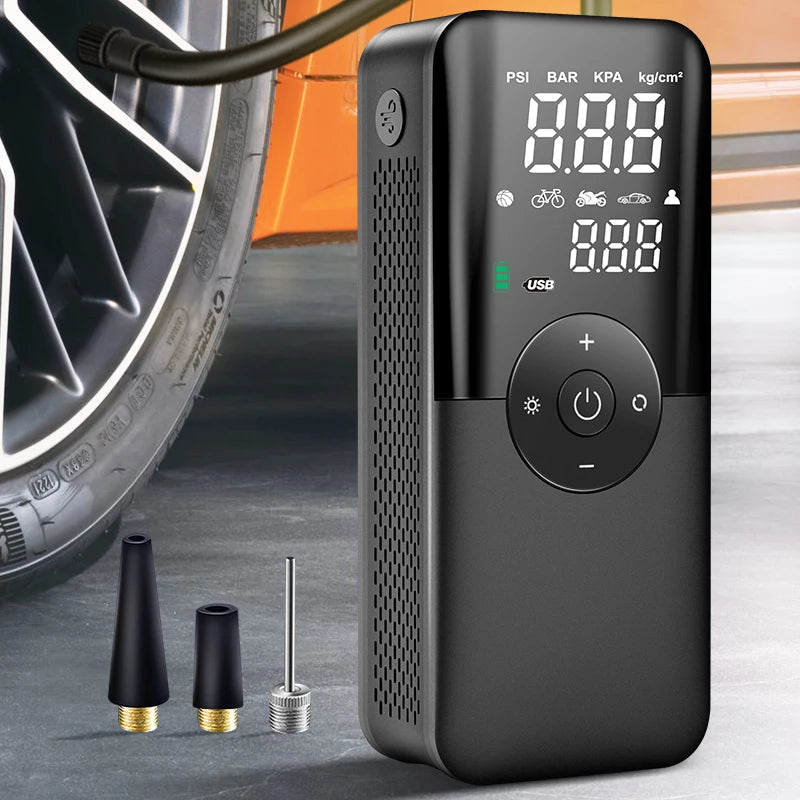 CARSUN Rechargeable Digital Cordless Air Pump & Portable Compressor – Ideal for Car, Motorcycle, Bicycle Tires & Balls
