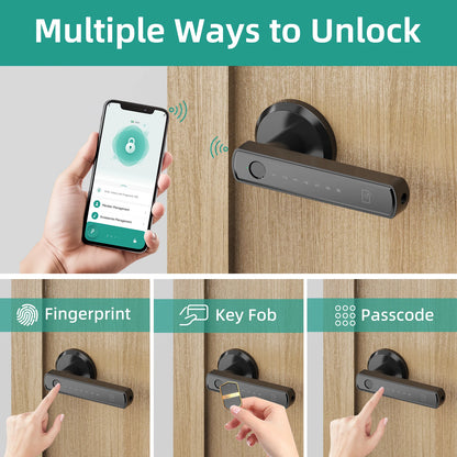 Viladepot Smart Fingerprint Door Lock with App Remote Control, Passcode Unlock, and Electronic Touchscreen Keypad