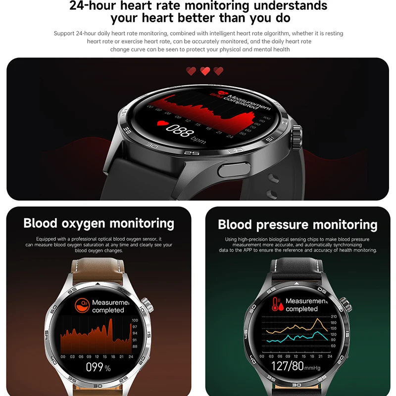 GT5 PRO Smart Watch for Men – New 2024 Model | AMOLED HD Screen, Bluetooth Calls, GPS Tracking, NFC, Heart Rate Monitor & Compass