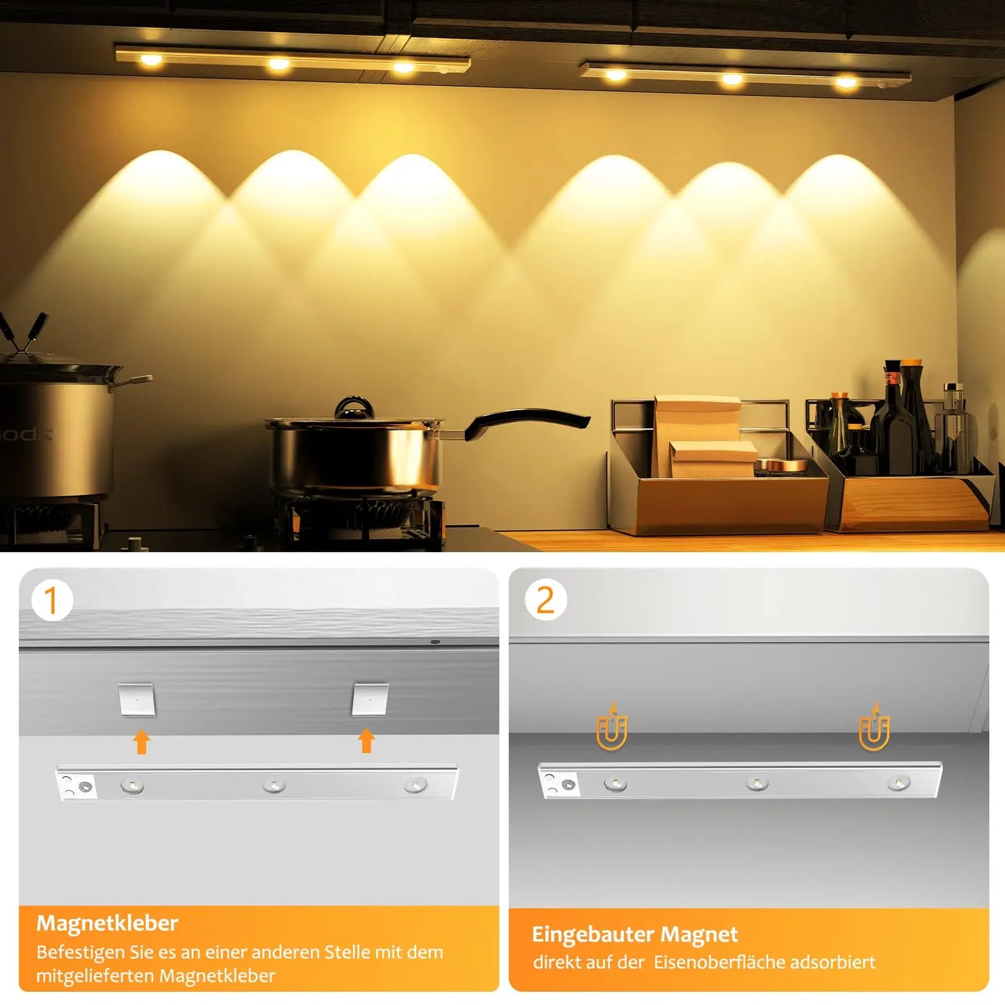 Wireless Ultra-Thin LED Cabinet Light – USB Rechargeable, Motion Sensor, Dimmable, 3 Color Modes – Ideal for Kitchen, Closet, Bedroom & Stairs