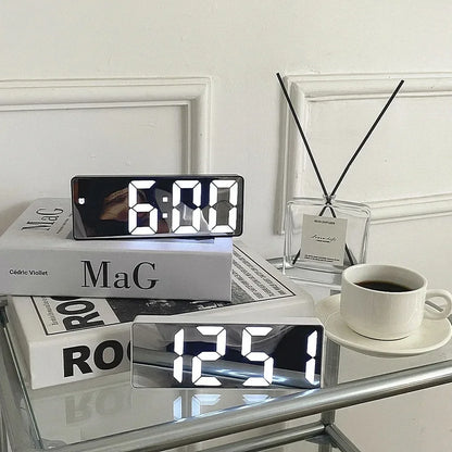 Smart LED Digital Alarm Clock – Adjustable Brightness, Temperature & Date Display | Modern Bedside Clock for Bedroom & Home Décor