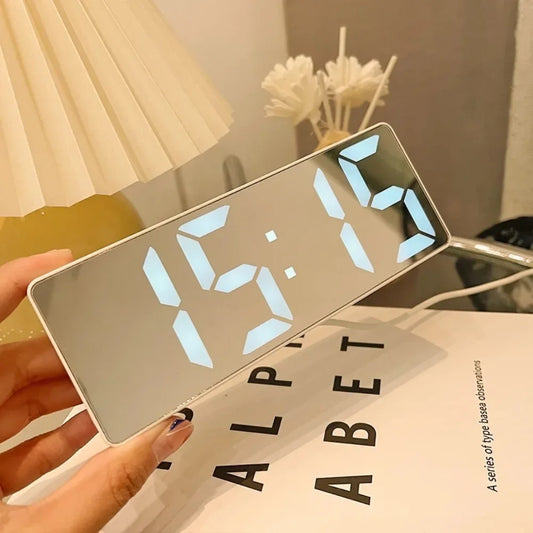 Smart LED Digital Alarm Clock – Adjustable Brightness, Temperature & Date Display | Modern Bedside Clock for Bedroom & Home Décor