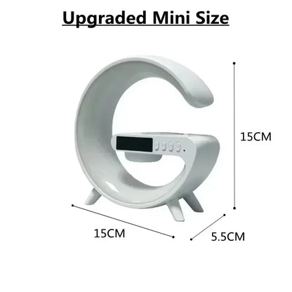 G-Shaped Smart Bedside Lamp | Wireless Charging & Bluetooth Speaker | LED Lighting with Digital Clock