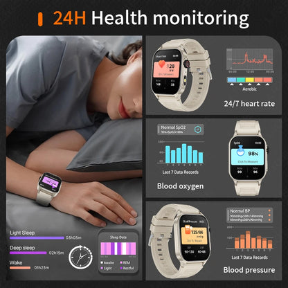 LIGE Men's Smart Watch – 3ATM Waterproof, Bluetooth Calling, Health Monitor, LED Flashlight, 370mAh Battery, 100+ Sport Modes