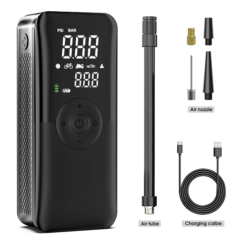 CARSUN Rechargeable Digital Cordless Air Pump & Portable Compressor – Ideal for Car, Motorcycle, Bicycle Tires & Balls