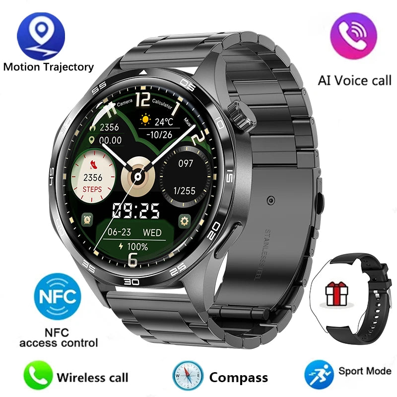 GT5 PRO Smart Watch for Men – New 2024 Model | AMOLED HD Screen, Bluetooth Calls, GPS Tracking, NFC, Heart Rate Monitor & Compass