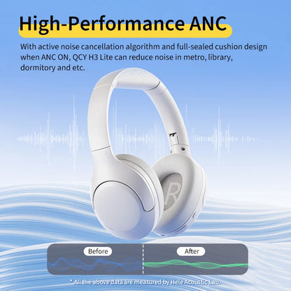 QCY H3 Lite Over Ear Headset ANC Wireless/Wired Headphones Bluetooth 5.3 Foldable HIFI Sound 60H Playtime Earphones Dual Connect