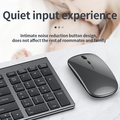 JOMAA Rechargeable Slim Keyboard and Mouse Set – Dual Wireless (Bluetooth/2.4G), USB Compatible