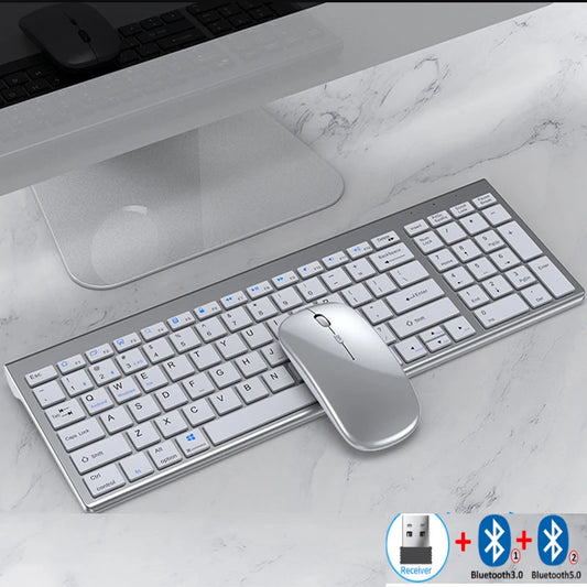 JOMAA Rechargeable Slim Keyboard and Mouse Set – Dual Wireless (Bluetooth/2.4G), USB Compatible