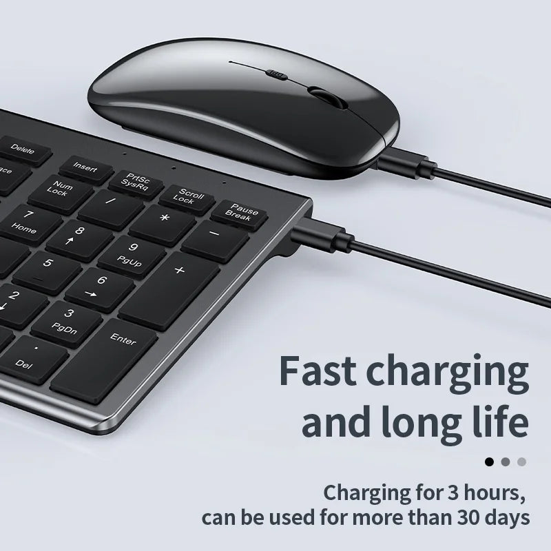 JOMAA Rechargeable Slim Keyboard and Mouse Set – Dual Wireless (Bluetooth/2.4G), USB Compatible