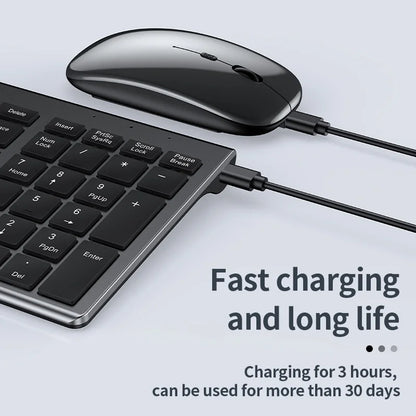 JOMAA Rechargeable Slim Keyboard and Mouse Set – Dual Wireless (Bluetooth/2.4G), USB Compatible