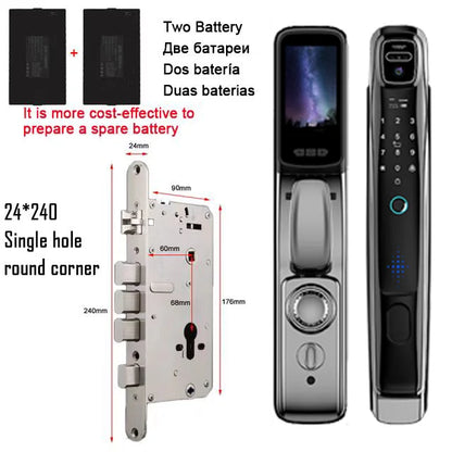 Tuya WiFi Smart Door Lock with 3D Face Recognition, Camera, Video Call & Voice Intercom – Fully Automatic Security