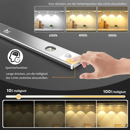Wireless Ultra-Thin LED Cabinet Light – USB Rechargeable, Motion Sensor, Dimmable, 3 Color Modes – Ideal for Kitchen, Closet, Bedroom & Stairs