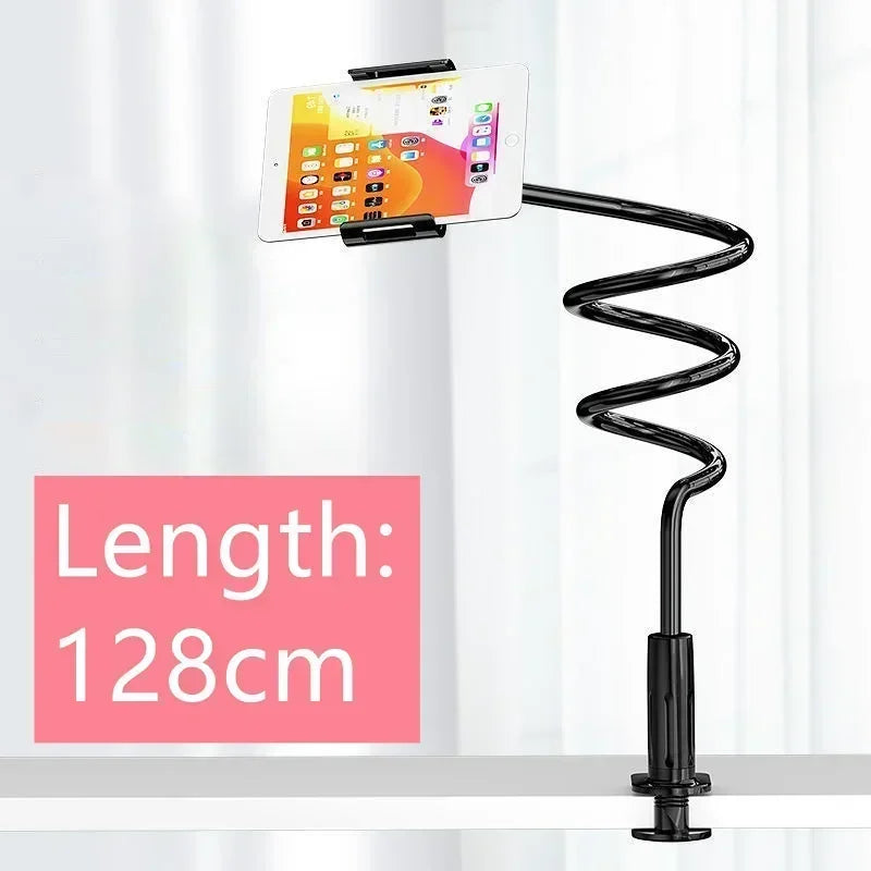128cm Flexible Phone Holder – Wall-Mounted Lazy Arm Clamp Stand for Bed, 360° Rotation, Compatible with iPhone, Samsung & 3.5–6.7'' Devices