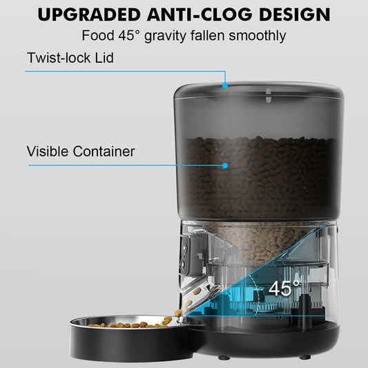 NPET 4L Smart Automatic Pet Feeder with Stainless Steel Bowl – Timed Feeding for Cats & Dogs (1–9 Portions)