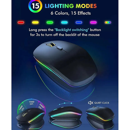 JOMAA Ergonomic Wireless Keyboard & Mouse Set – RGB Backlit, Rechargeable via Type-C, 2.4G Stable Connection