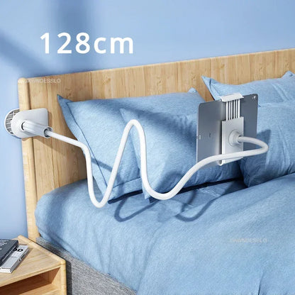 128cm Flexible Phone Holder – Wall-Mounted Lazy Arm Clamp Stand for Bed, 360° Rotation, Compatible with iPhone, Samsung & 3.5–6.7'' Devices