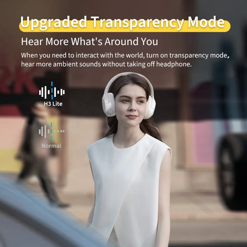 QCY H3 Lite Over Ear Headset ANC Wireless/Wired Headphones Bluetooth 5.3 Foldable HIFI Sound 60H Playtime Earphones Dual Connect