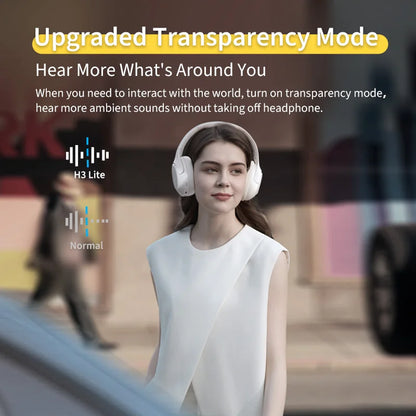 QCY H3 Lite Over Ear Headset ANC Wireless/Wired Headphones Bluetooth 5.3 Foldable HIFI Sound 60H Playtime Earphones Dual Connect