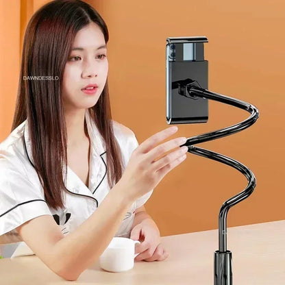 128cm Flexible Phone Holder – Wall-Mounted Lazy Arm Clamp Stand for Bed, 360° Rotation, Compatible with iPhone, Samsung & 3.5–6.7'' Devices