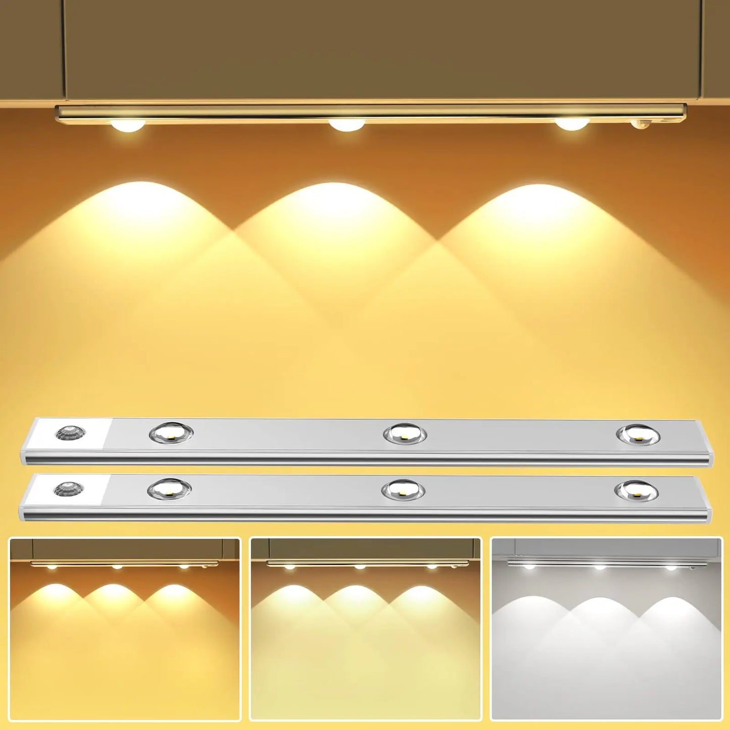 Wireless Ultra-Thin LED Cabinet Light – USB Rechargeable, Motion Sensor, Dimmable, 3 Color Modes – Ideal for Kitchen, Closet, Bedroom & Stairs