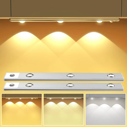 Wireless Ultra-Thin LED Cabinet Light – USB Rechargeable, Motion Sensor, Dimmable, 3 Color Modes – Ideal for Kitchen, Closet, Bedroom & Stairs