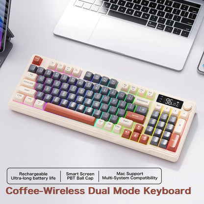 M96 Smart RGB Wireless Keyboard – Dual Mode Bluetooth/2.4G, Digital Display & Control Knob