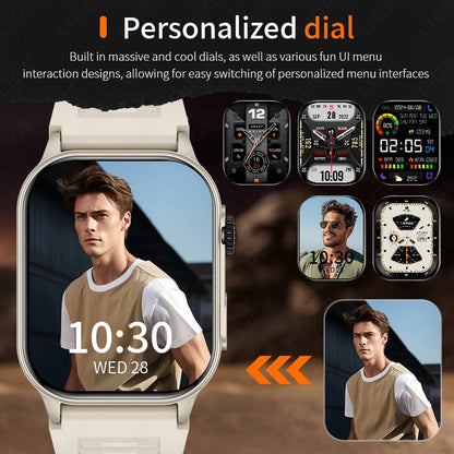 LIGE Men's Smart Watch – 3ATM Waterproof, Bluetooth Calling, Health Monitor, LED Flashlight, 370mAh Battery, 100+ Sport Modes