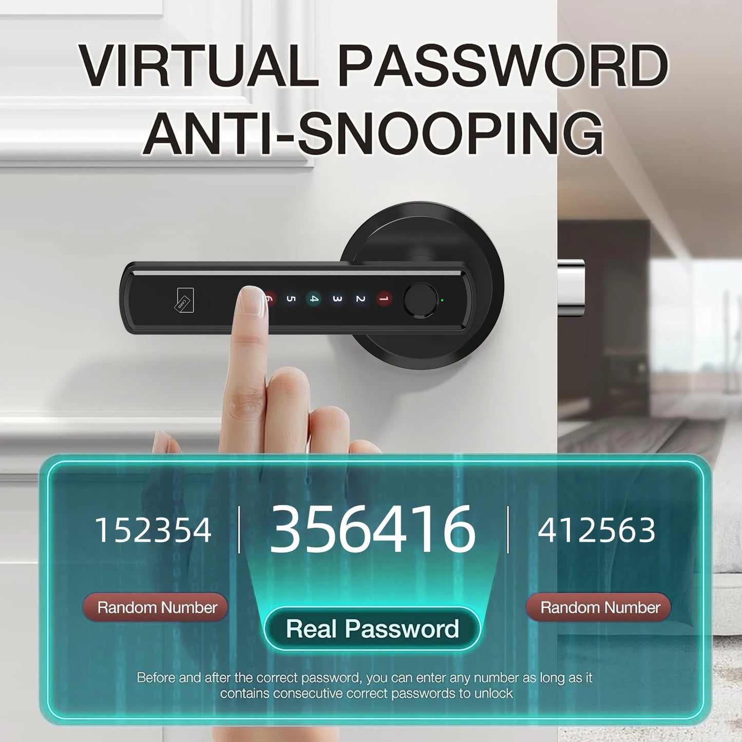 Viladepot Smart Fingerprint Door Lock with App Remote Control, Passcode Unlock, and Electronic Touchscreen Keypad