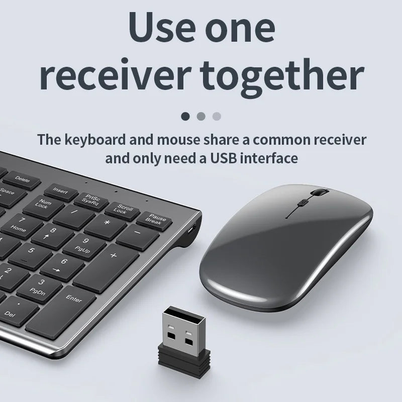 JOMAA Rechargeable Slim Keyboard and Mouse Set – Dual Wireless (Bluetooth/2.4G), USB Compatible