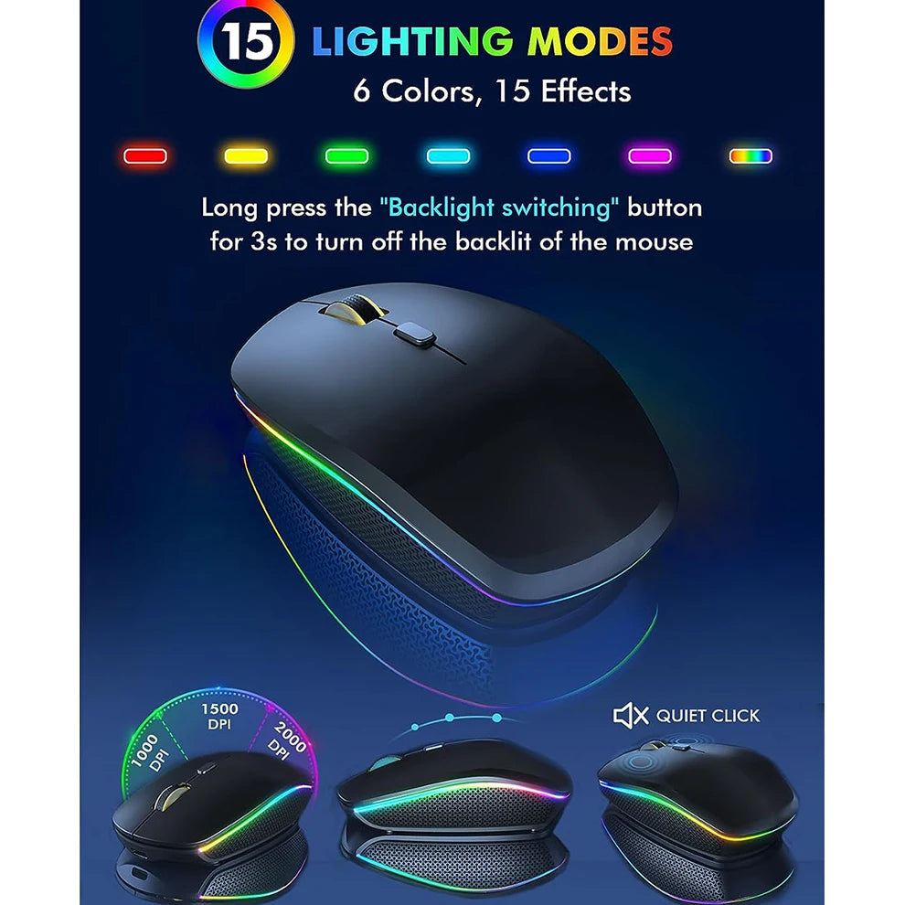 JOMAA Ergonomic Wireless Keyboard & Mouse Set – RGB Backlit, Rechargeable via Type-C, 2.4G Stable Connection