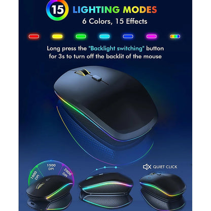 JOMAA Ergonomic Wireless Keyboard & Mouse Set – RGB Backlit, Rechargeable via Type-C, 2.4G Stable Connection